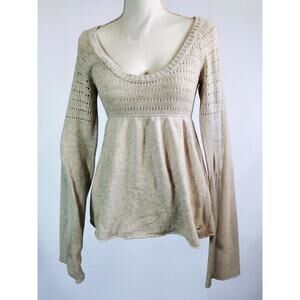 Hollister Vintage Long Sleeve Babydoll Tan Sweater